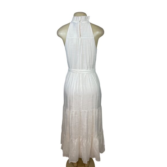 Banana Republic XS White Halter Maxi Dress With Ruffle Neck & Belted Waist - New - Picture 3 of 9